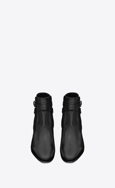 SAINT LAURENT Flat Booties Woman signature blake 40 jodhpur ankle boot in black leather b_V4